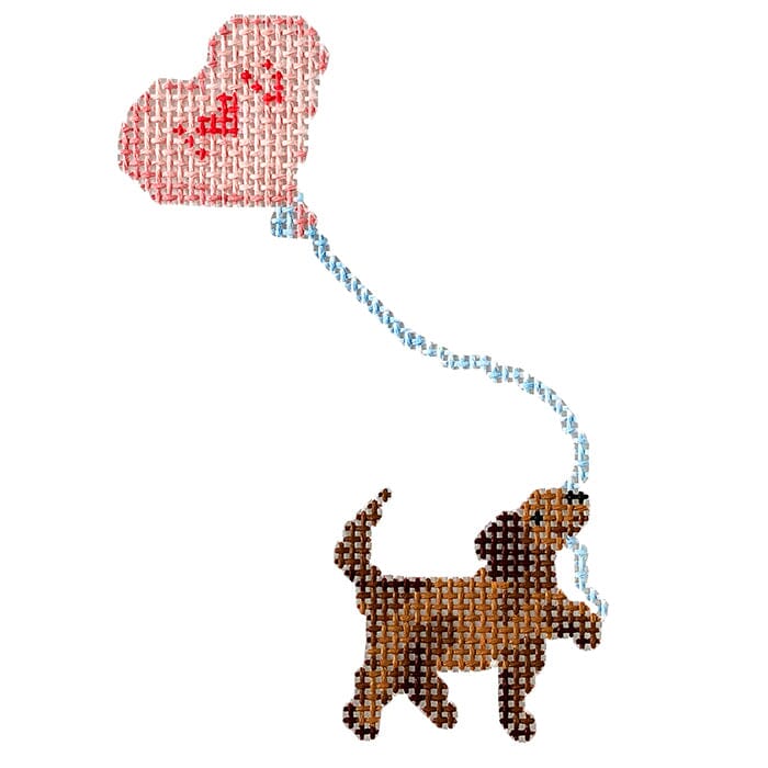 I Heart You Pup Painted Canvas Rachel Barri Designs  - 1
