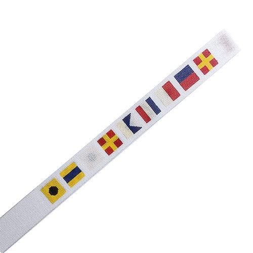 I'd Rather Be Sailing Flag Belt Painted Canvas Silver Needle 
