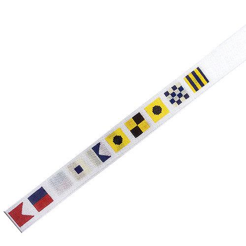 I'd Rather Be Sailing Flag Belt Painted Canvas Silver Needle 
