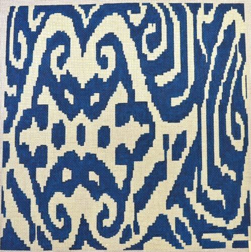 Ikat Blue Painted Canvas Unique New Zealand Design  - 1