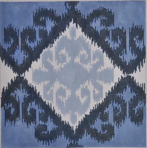 Ikat in Blues Painted Canvas Julie Mar Needlepoint Designs  - 1
