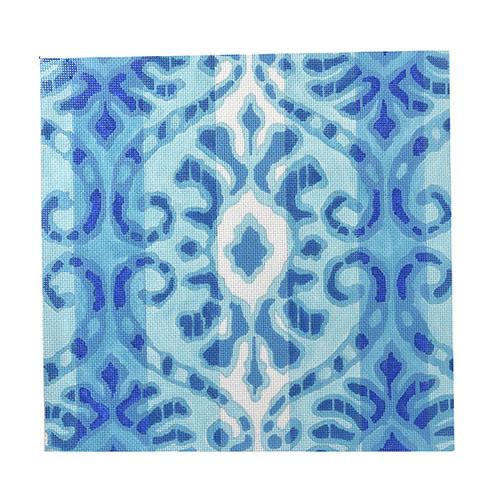 Ikat VI - Damask in Turquoise Painted Canvas PLD Designs 