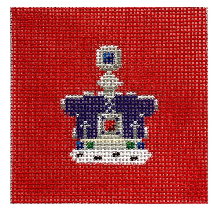 Imperial State Crown 3" square Painted Canvas All About Stitching/The Collection Design 