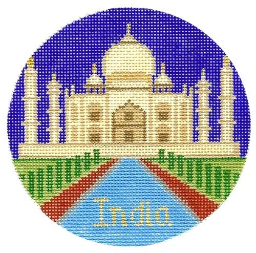 India Ornament Painted Canvas Silver Needle 
