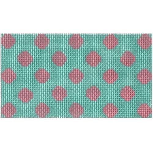 Inserts - Polka Dots - Bright Pink on Turquoise Painted Canvas Kate Dickerson Needlepoint Collections 