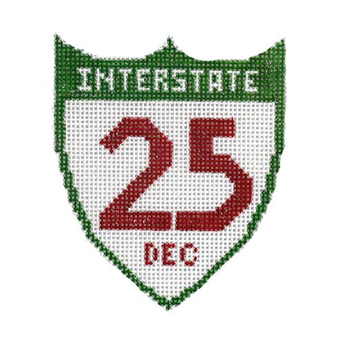Interstate 25 Ornament Painted Canvas Kimberly Ann Needlepoint 