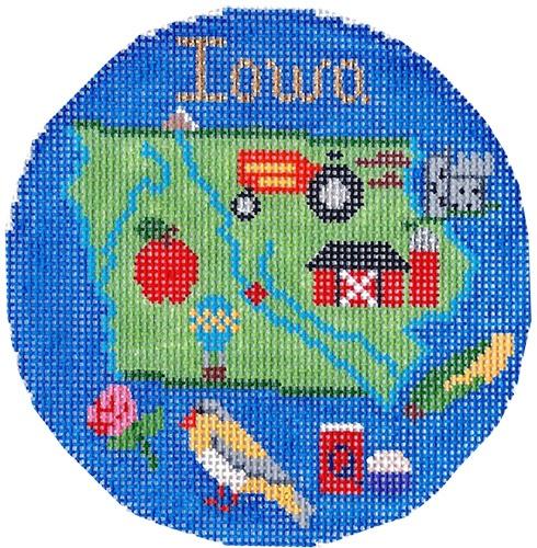 Iowa Ornament Painted Canvas Silver Needle  - 1