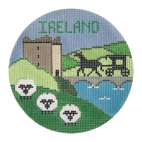 Ireland Round Painted Canvas Doolittle Stitchery 