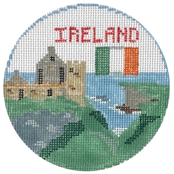 Ireland Round Painted Canvas Kathy Schenkel Designs 