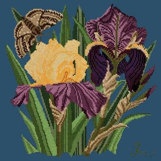 Iris Needlepoint Kit Kits Elizabeth Bradley Design Dark Blue 
