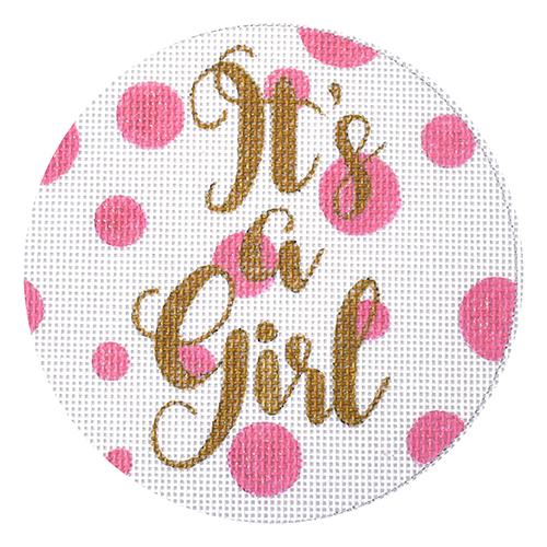 It's a Girl Round Painted Canvas A Poore Girl Paints 
