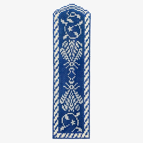 J N's Bee Bookmark   Cobalt Blue Painted Canvas Whimsy & Grace - 1