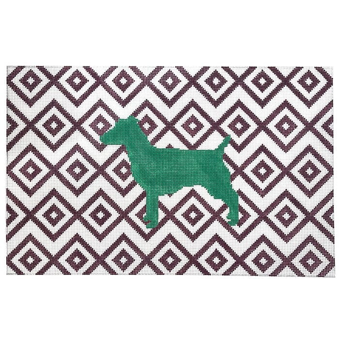 Jack Russell Turquoise and Magenta Painted Canvas Susan Battle Needlepoint  - 1