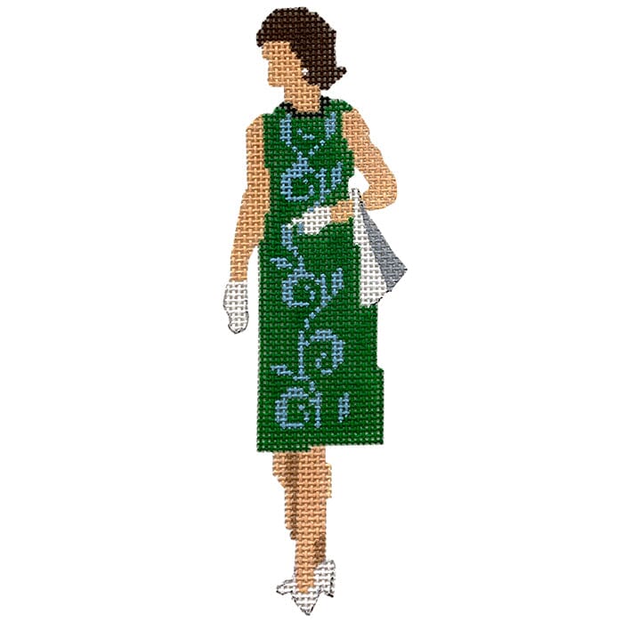 Jackie In Green and Blue Painted Canvas All About Stitching/The Collection Design  - 1