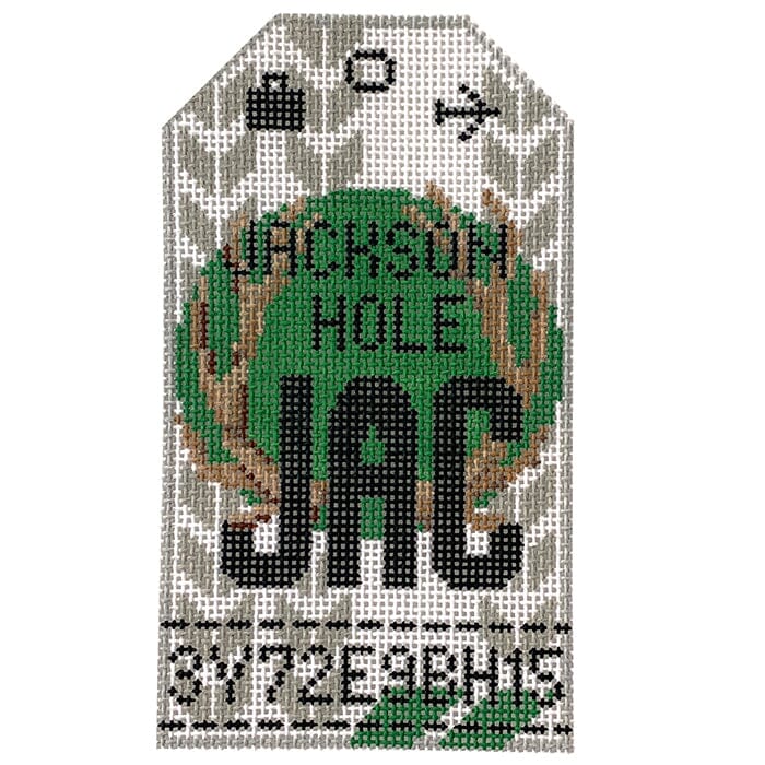 Jackson Hole JAC Travel Tag (Painted) Painted Canvas Hedgehog Needlepoint 