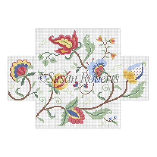 Jacobean Crewel Floral Brick Cover Painted Canvas Susan Roberts Needlepoint Designs Inc. 