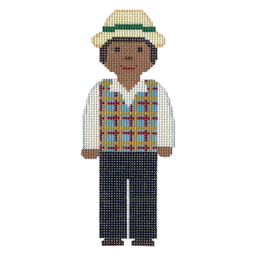 Jamaican Boy Painted Canvas A Stitch in Time  - 1