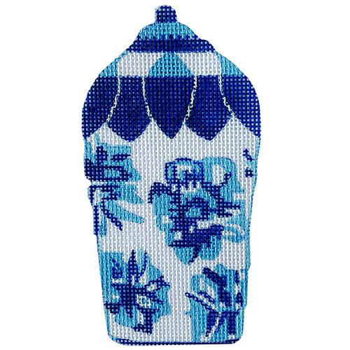 Jardiniere - Blue Floral Painted Canvas All About Stitching/The Collection Design 