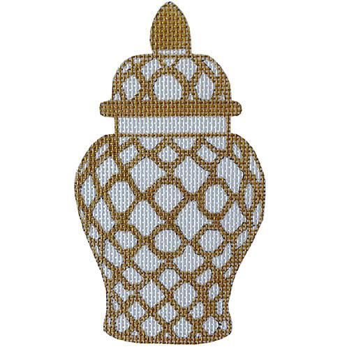 Jardiniere - Gold Lattice Painted Canvas All About Stitching/The Collection Design 