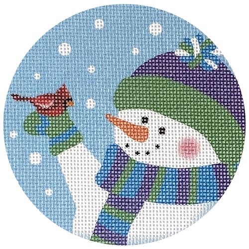 Jax Snowman with Cardinal Ornament Painted Canvas Pepperberry Designs 