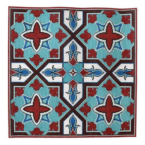 Jenny Henry Geometric - Red and Teal Painted Canvas The Point of It All Designs 