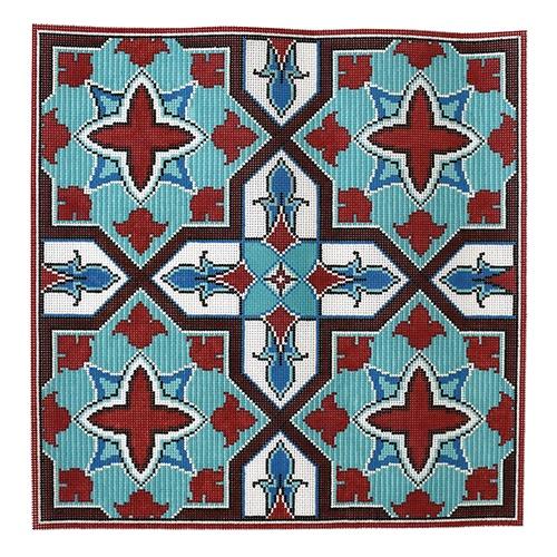 Jenny Henry Geometric   Red and Teal Painted Canvas The Point of It All Designs  - 1