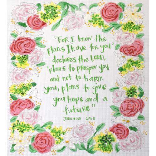 Jeremiah 29:11 Painted Canvas Flower & Vine  - 1