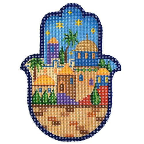 Jerusalem Hamsa Painted Canvas Pepperberry Designs  - 1