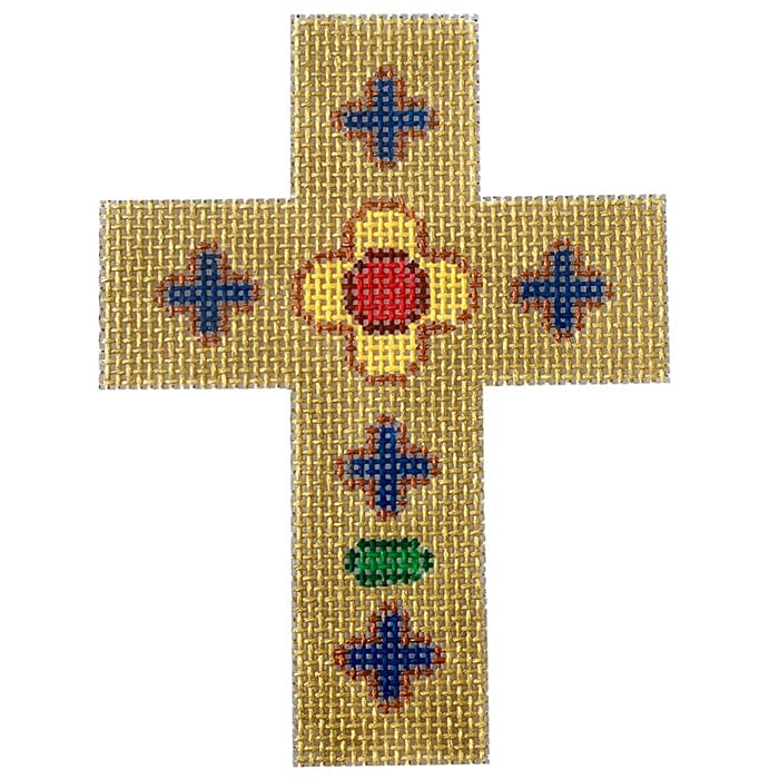 Jeweled Cross with SG Painted Canvas Patricia Sone 