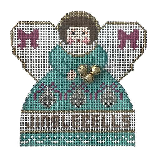 Jingle Bells Mini Angel with Stitch Guide Painted Canvas Painted Pony Designs  - 1