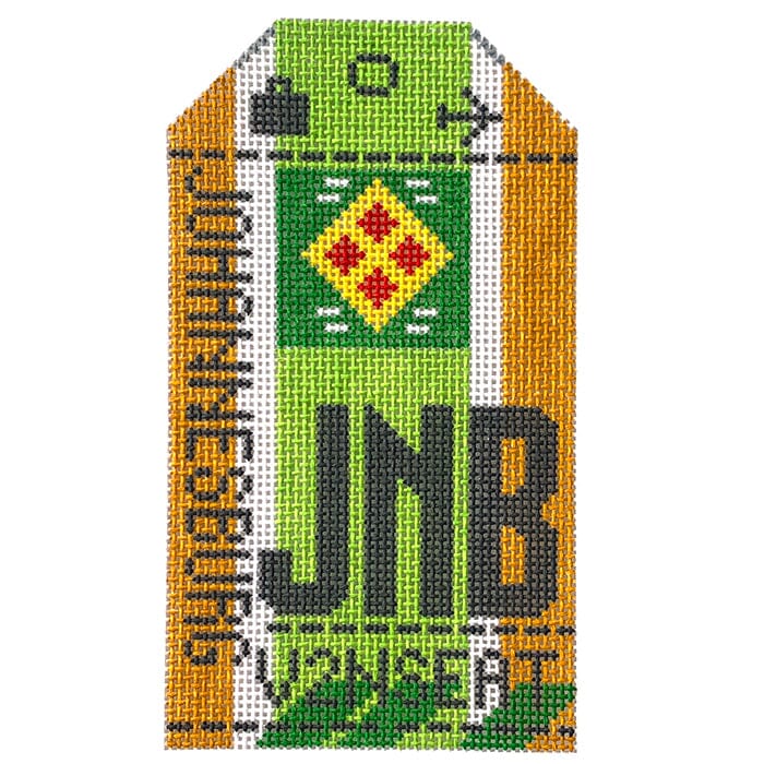 Johannesburg JNB Travel Tag Painted Canvas Hedgehog Needlepoint  - 1