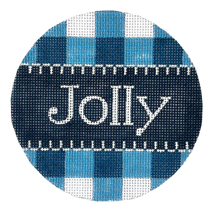 Jolly Blue Gingham Round Painted Canvas Alice Peterson Company 