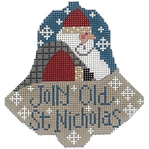 Jolly Old St Nicholas Bell Painted Canvas Danji Designs  - 1