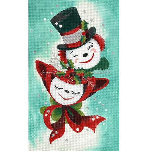 Jolly Snow Couple Painted Canvas Raymond Crawford Designs 