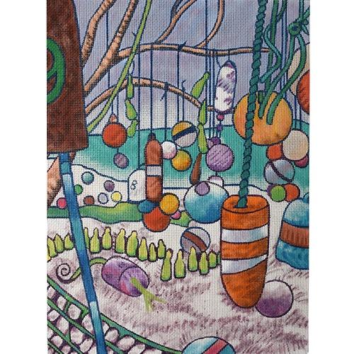 Jonna's Beach House Painted Canvas Purple Palm Designs  - 1
