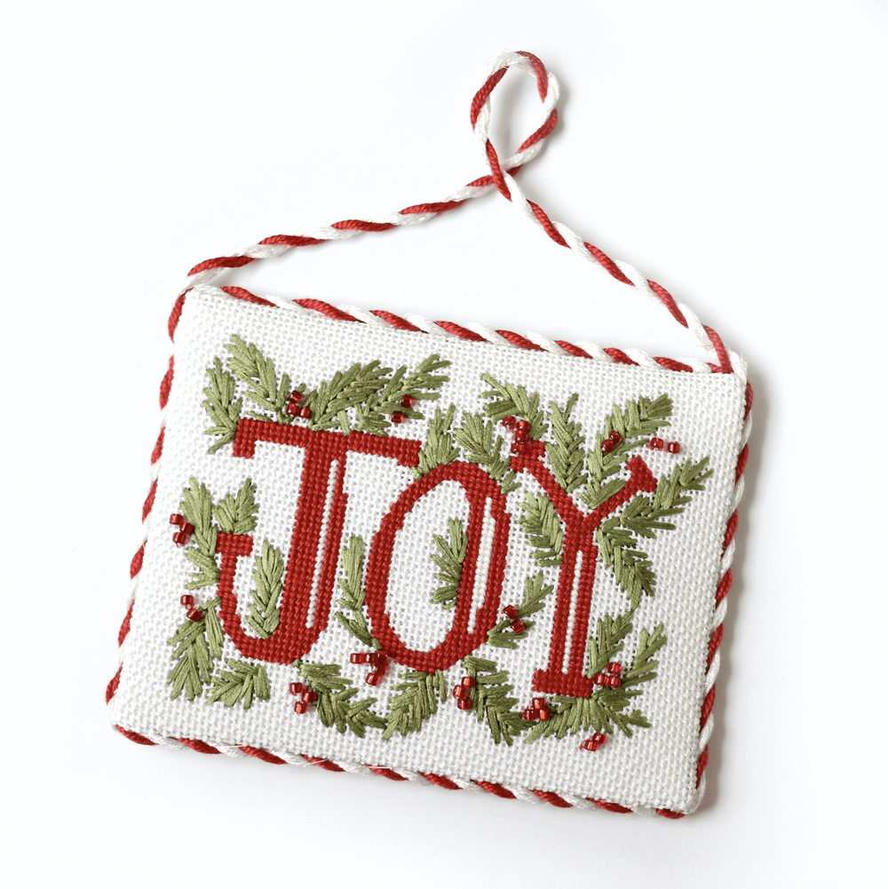 Joy - Small Painted Canvas Flower & Vine 