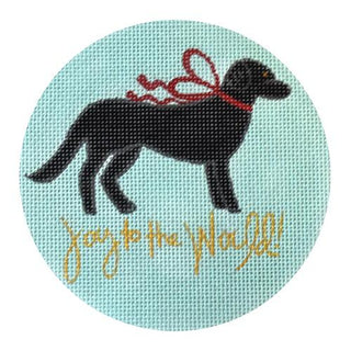 Joy to the World   Black Lab Blue Painted Canvas Camilla Moss 
