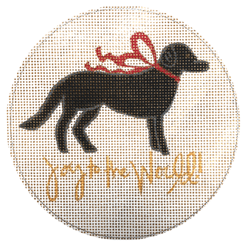 Joy to the World   Black Lab White Painted Canvas Camilla Moss  - 1