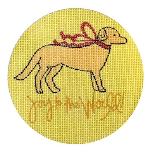 Joy to the World   Golden Lab Gold Painted Canvas Camilla Moss  - 1
