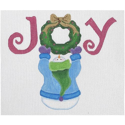 Joy Wreath Snowman Painted Canvas Pepperberry Designs  - 1