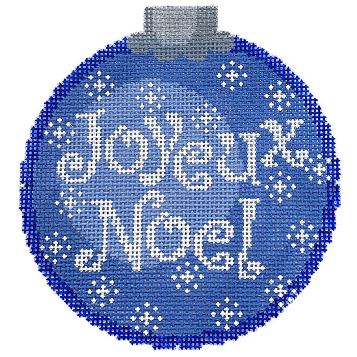 Joyeux Noel Ornament Blue Painted Canvas CanvasWorks  - 1