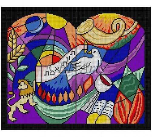 Judaic Torah and Truth Tallis Painted Canvas Susan Roberts Needlepoint Designs, Inc.  - 1