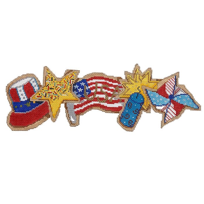 July 4th Cookies Row Painted Canvas Laura Love Designs  - 1