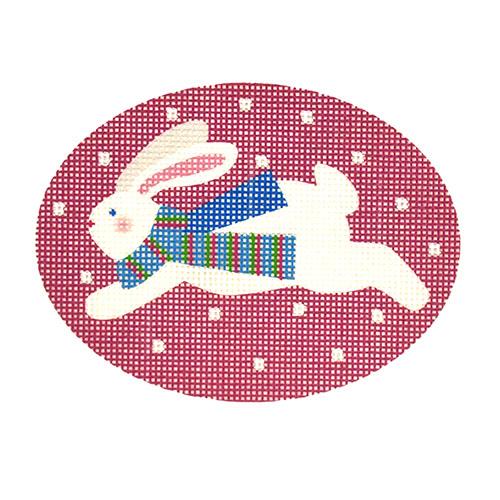 Jumping Bunny with Scarf on Pink Painted Canvas Pepperberry Designs 