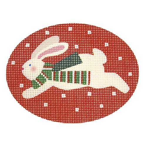 Jumping Bunny with Scarf on Red Painted Canvas Pepperberry Designs 