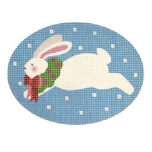 Jumping Bunny with Wreath Painted Canvas Pepperberry Designs 