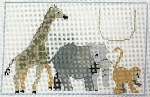 Jungle Animals Tooth Fairy Pillow Painted Canvas Kathy Schenkel Designs 
