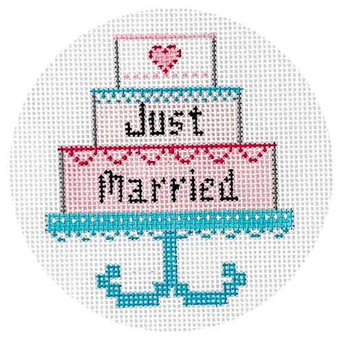 Just Married Cake Ornament (ZIA) Painted Canvas Danji Designs 