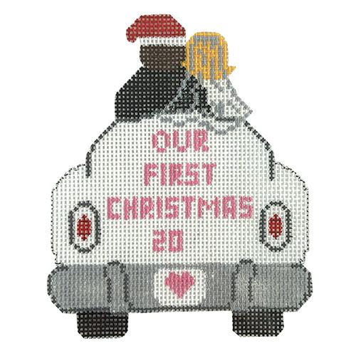 Just Married Car (KA) Painted Canvas Kimberly Ann Needlepoint  - 1