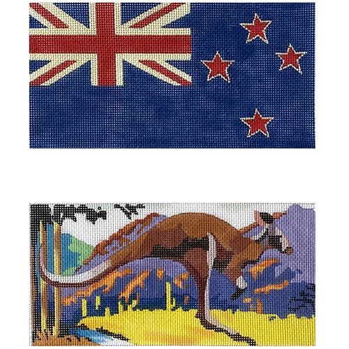 Kangaroo and Flag Eyeglass Case Painted Canvas Colors of Praise 